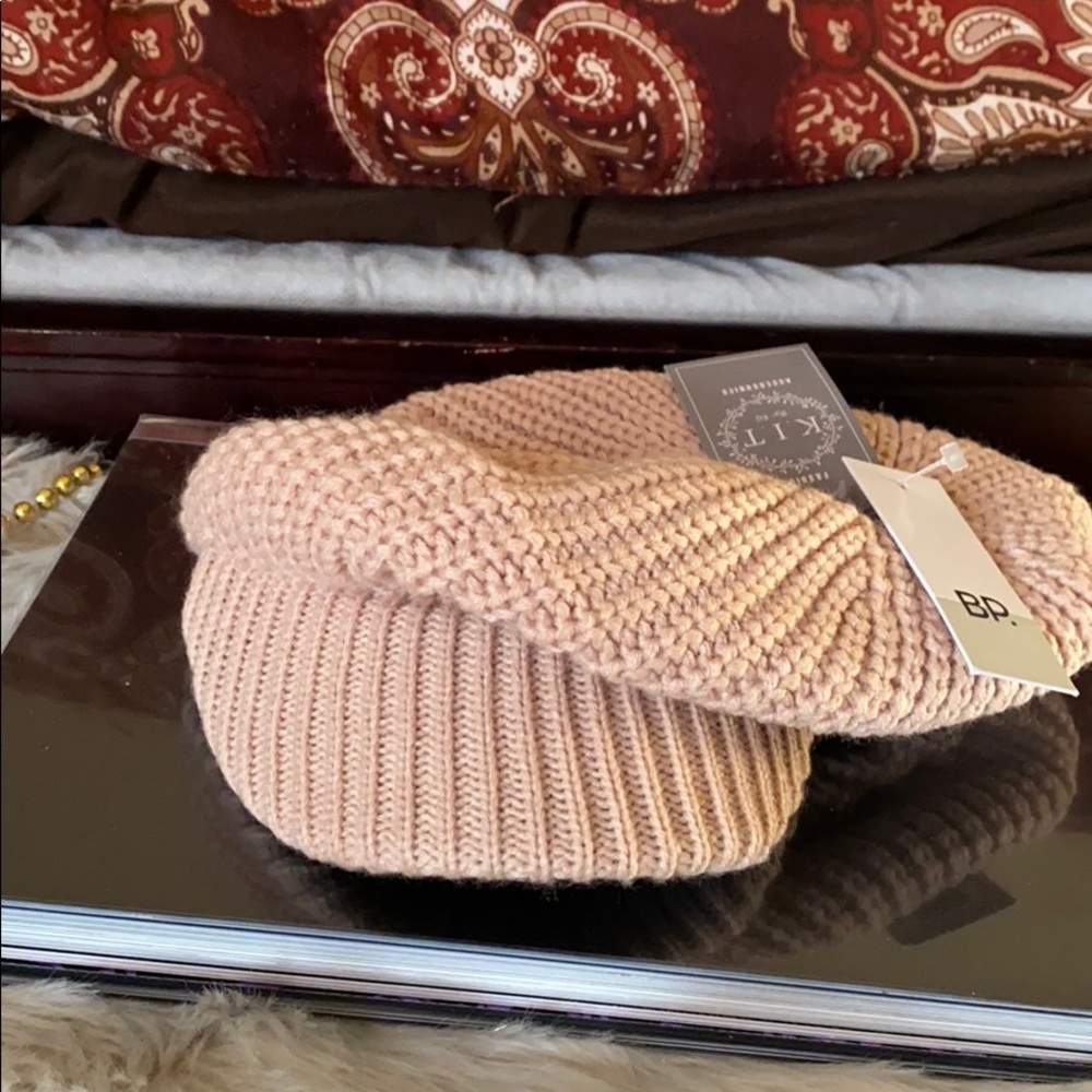 Trendy beret cottonknit pink New! - Picture 3 of 5